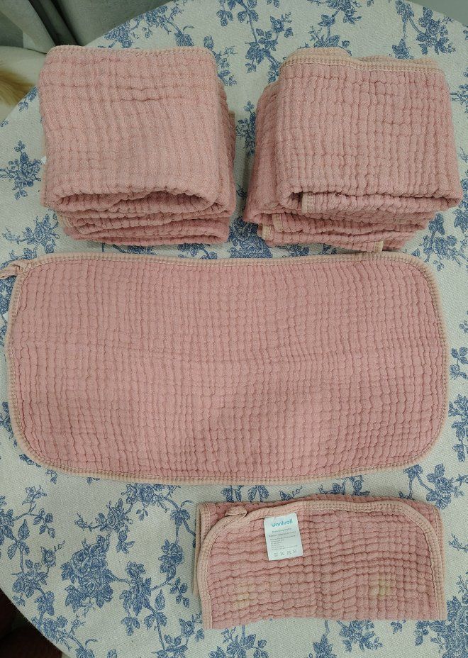 12 Pink Burp Cloths 100% Muslin Cotton