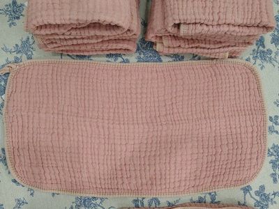 12 Pink Burp Cloths 100% Muslin Cotton