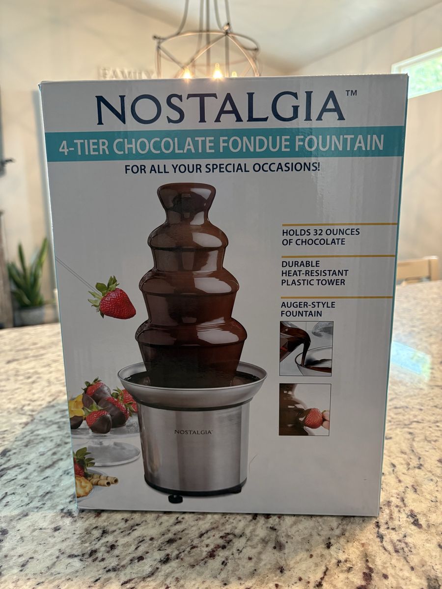 Nostalgia 4-Tier Chocolate Fondue Fountain, Holds 32oz, Heat-Resistant, Auger-Style
