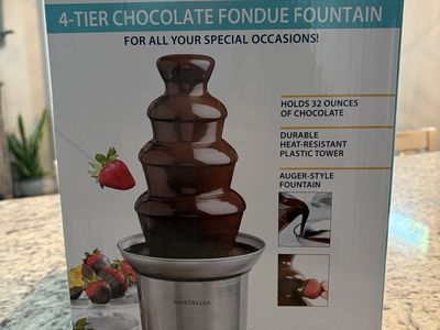 Nostalgia 4-Tier Chocolate Fondue Fountain, Holds 32oz, Heat-Resistant, Auger-Style