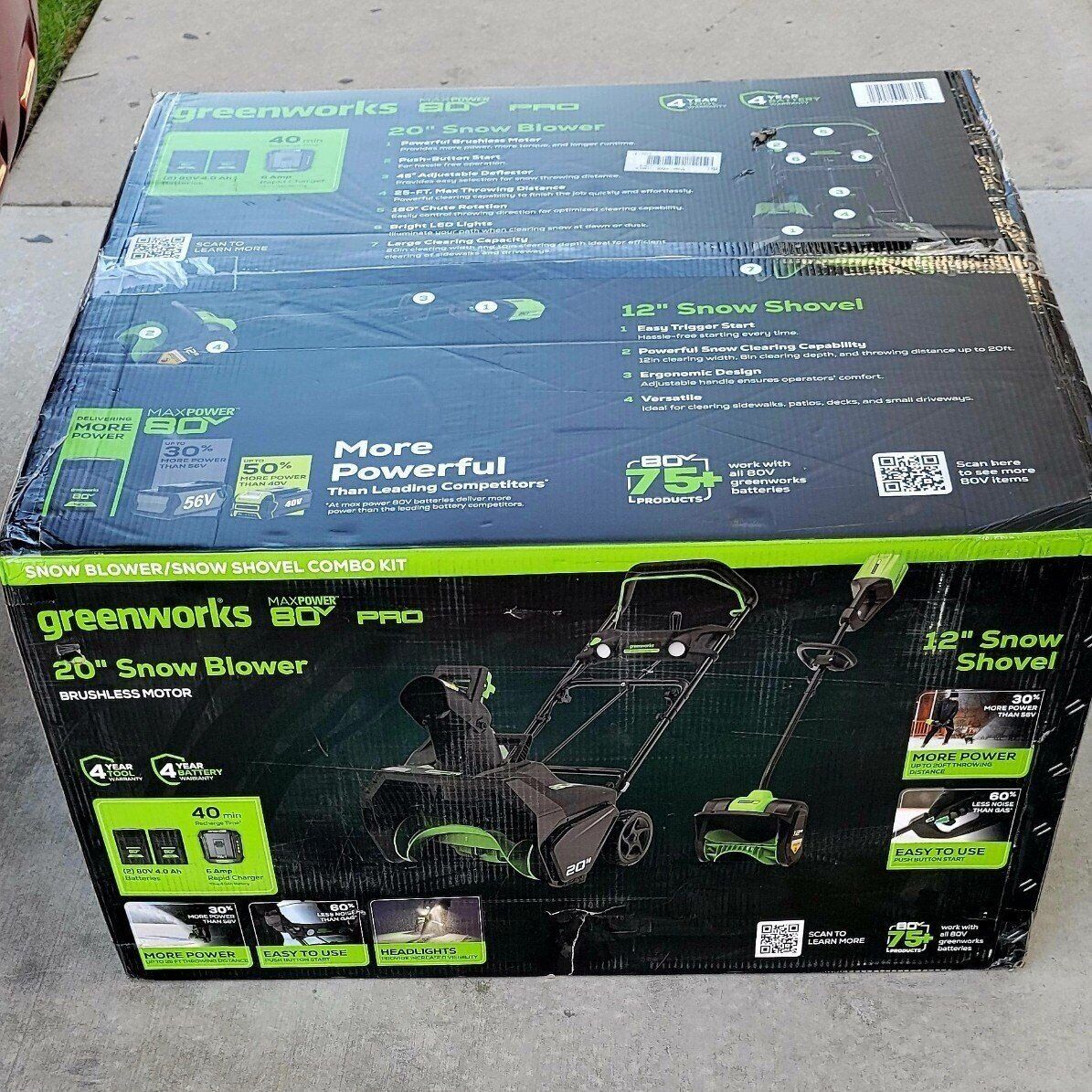 NEW Greenworks - 80V 20" Snow Blower, and 12" Snow