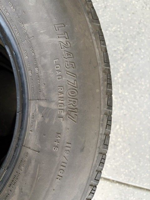 4 used LT245/70R17 tires