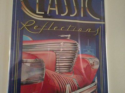 Mirage Editions "Classic Reflections" Winter Framed Vintage Car Art Print Wall Decor