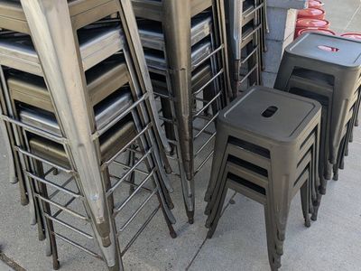 Industrial Style Metal Stools - Bar & Counter Height Stacking Set (Gray/Black)