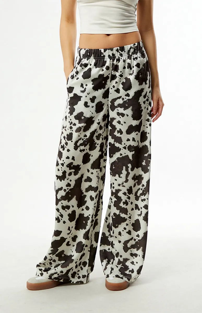 Women's XL Adidas Cow Print Satin Track Pants