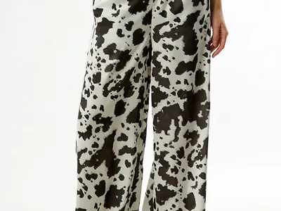 Women's XL Adidas Cow Print Satin Track Pants