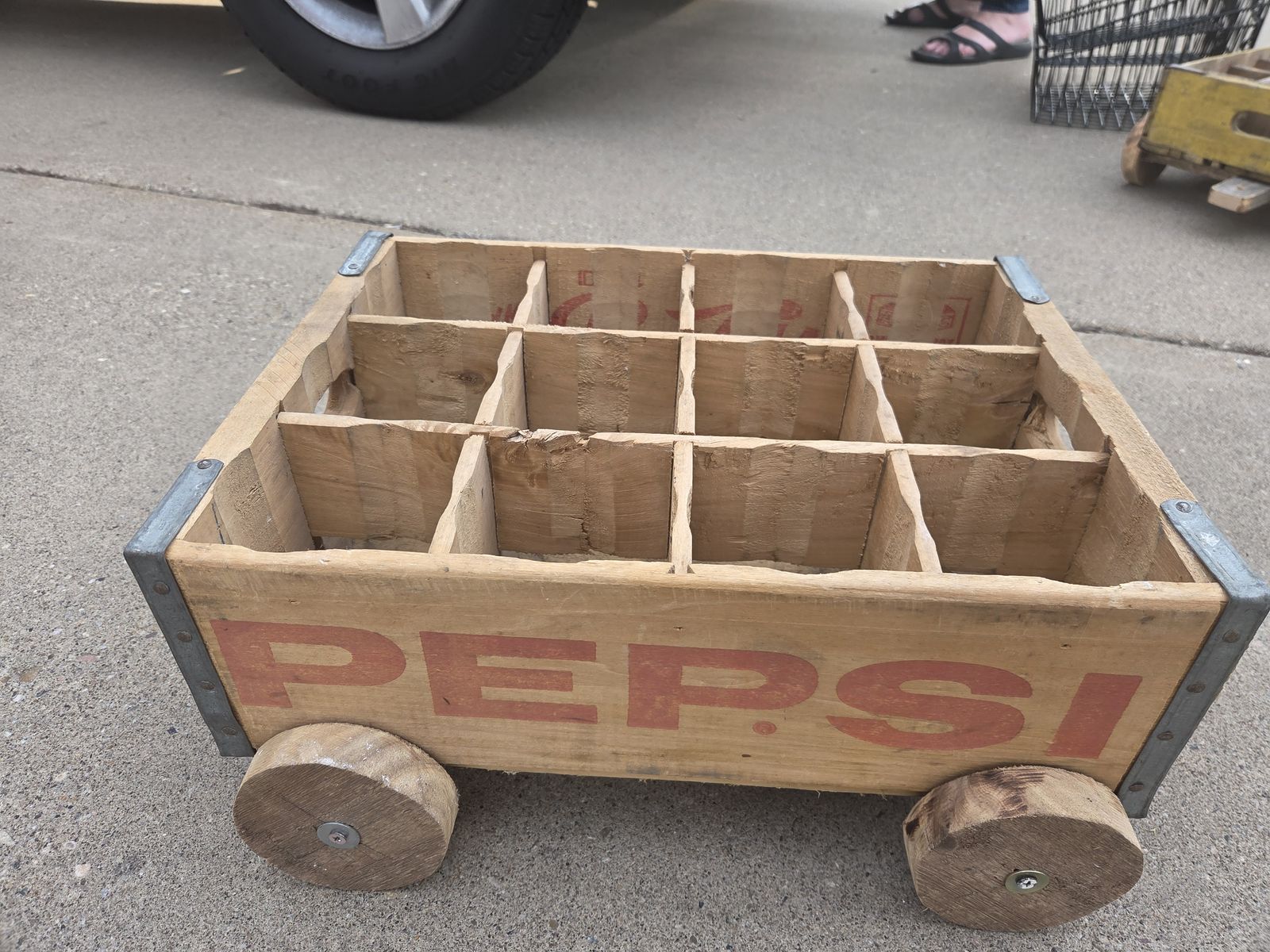 Vintage Pepsi-Cola / Coca-Cola Wooden 12-Bottle Crate with Wheels - Salt Lake City, Utah
