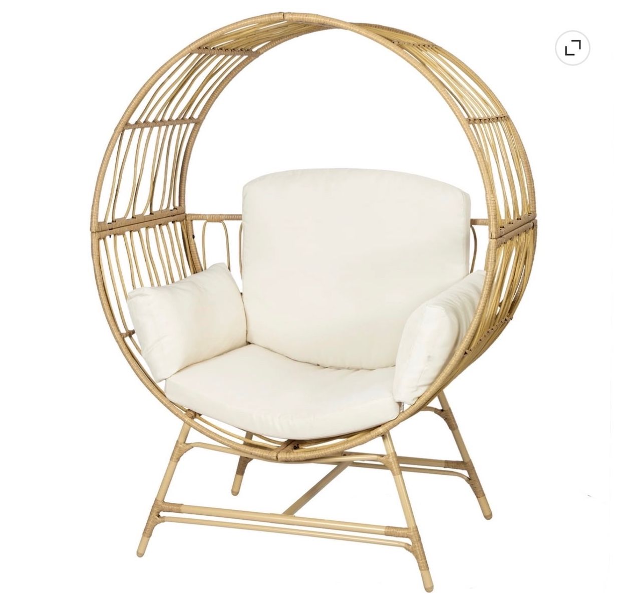 Brand new Boho Rattan Wicker Egg Chair with Cushions - Indoor/Outdoor Accent Seating