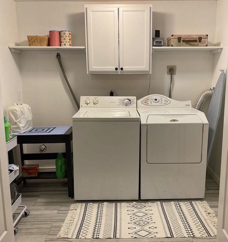 Laundry cupboard and two shelves