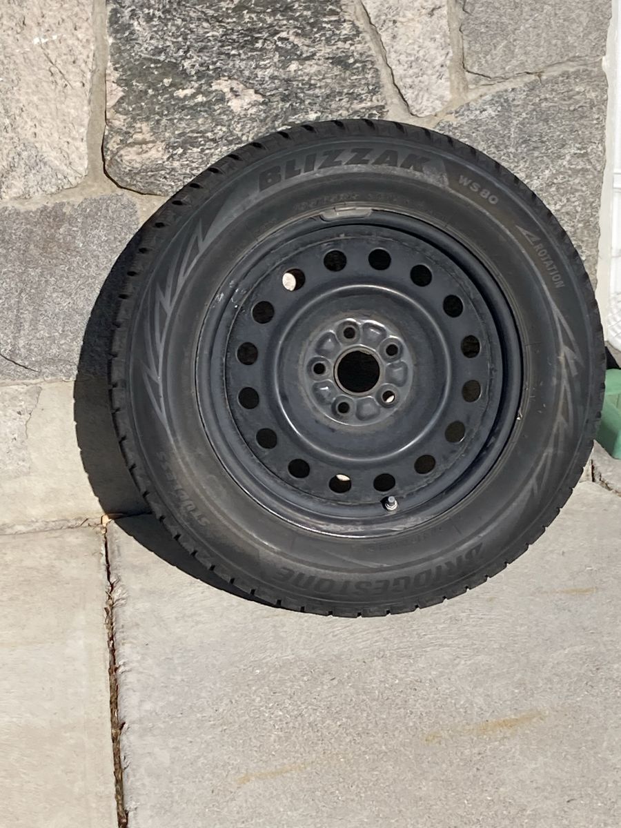 Bridgestone Blizzak WS80 Winter 195 65/R15 Tires on 15 inch Toyota Steel Rims
