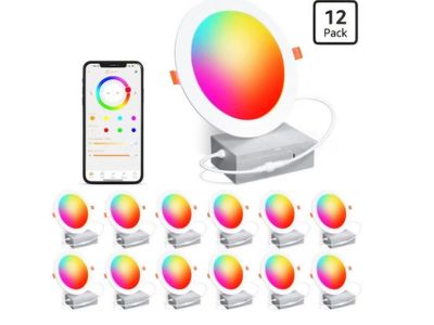 Recessed Lighting 6 Inch RGBCW Color Changing Smart Recessed Ceiling Lights 16W 1350LM LED Downlights Dimmable by Alexa & APP, 2