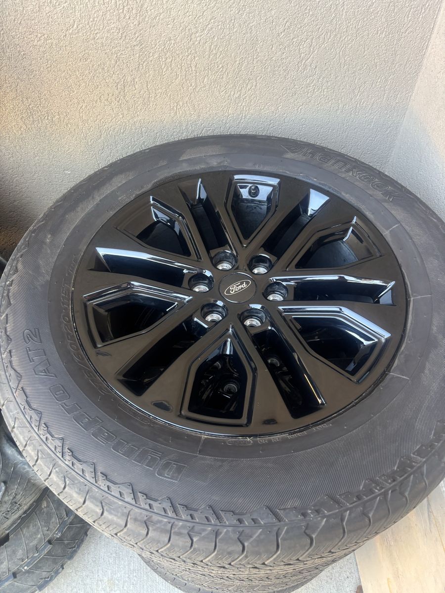 Set of 4 OEM 20" Ford F-150 Gloss Black Wheels with Hankook Dynapro AT2 Tires
