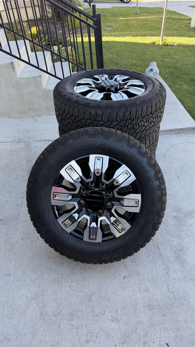 GMC Sierra 3500 Rims and Tires 275/65R20 Goodyear Wrangler Trailrunner Load E Almost New