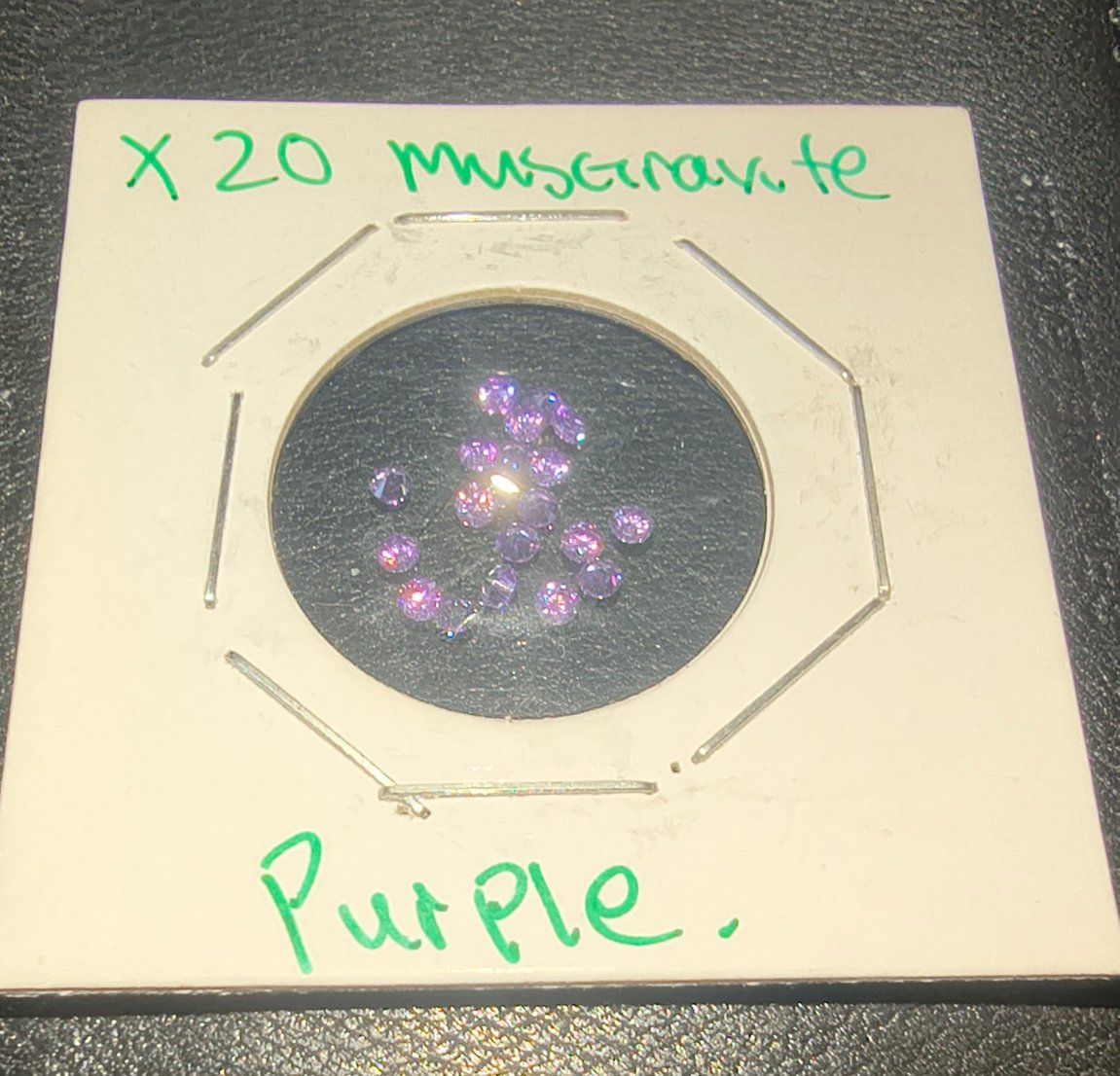 Lot of 20 Purple Musgravite Loose Gemstones in Protective Flip Holder