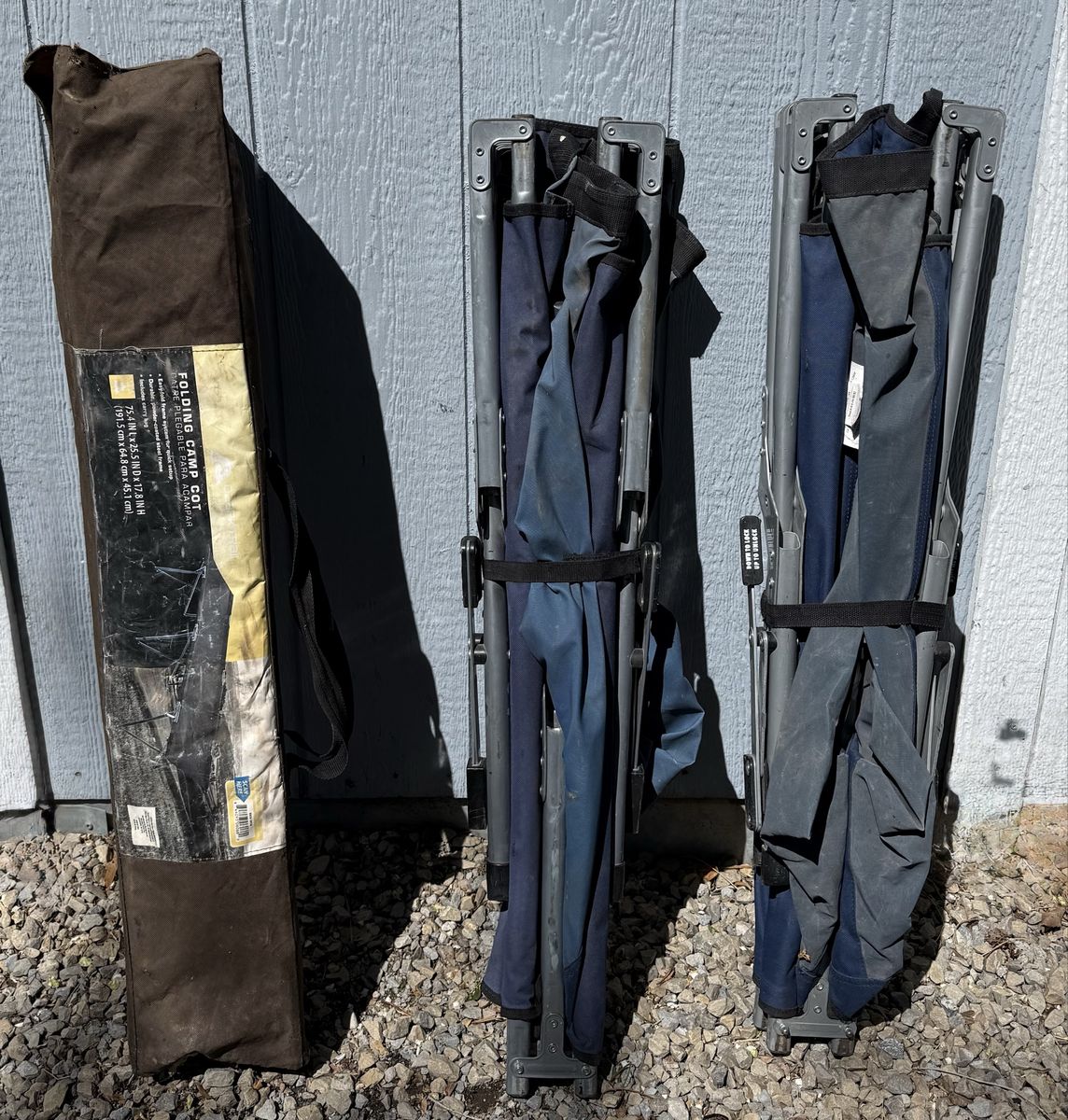 Camp Cots x3 (75.4"L x 25.5"W x 17.8"H)