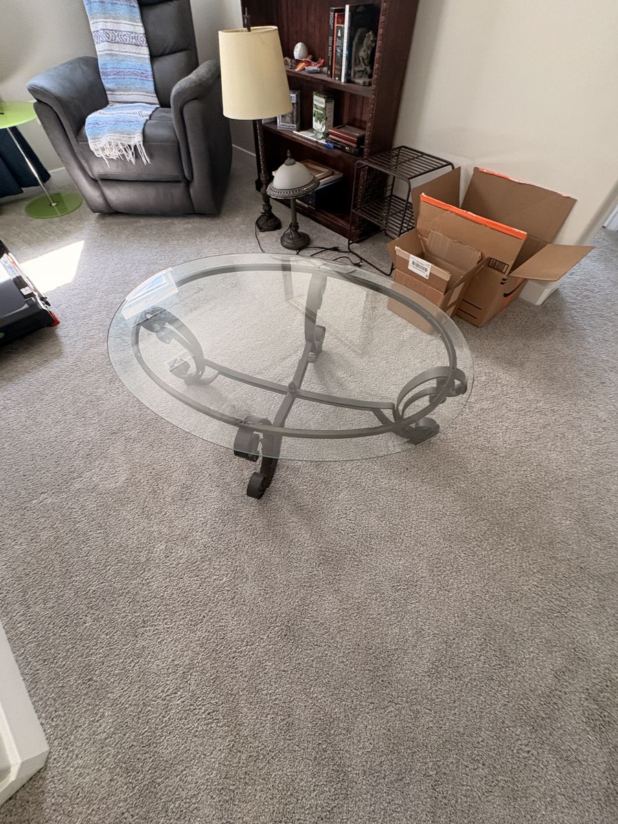 Glass And Metal Coffee Table