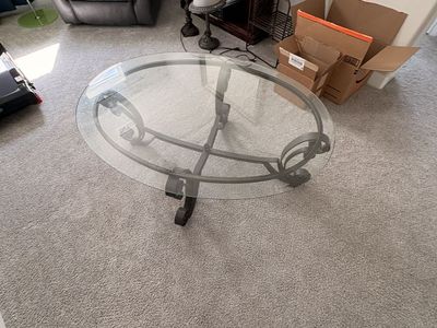 Glass And Metal Coffee Table