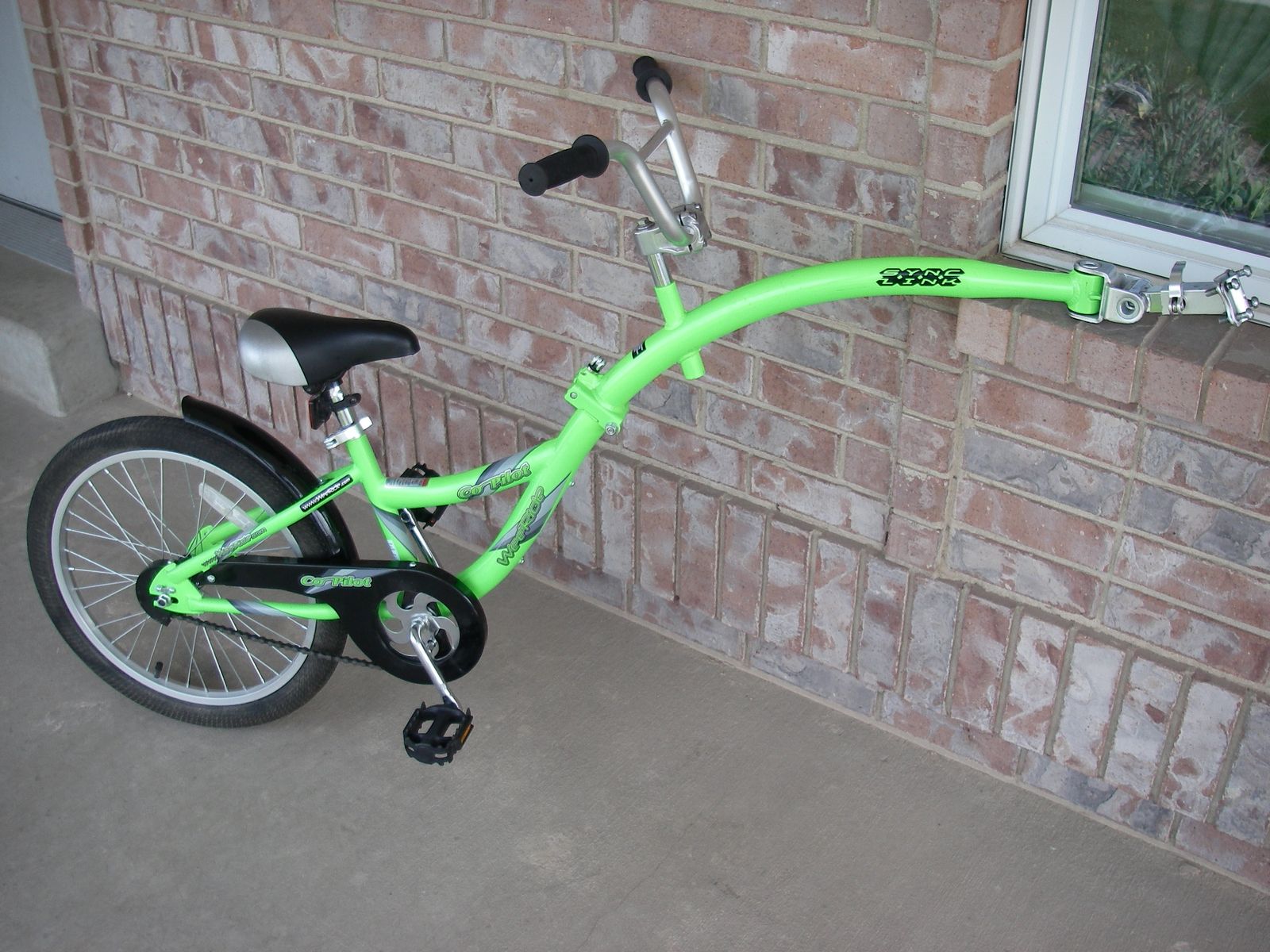 Like New, 20” WeeRide Co-Pilot Folding Tandem Trailer Bike  Green [ ~ ADAMS TRAIL-A-BIKE ] Childs 20 Inch.