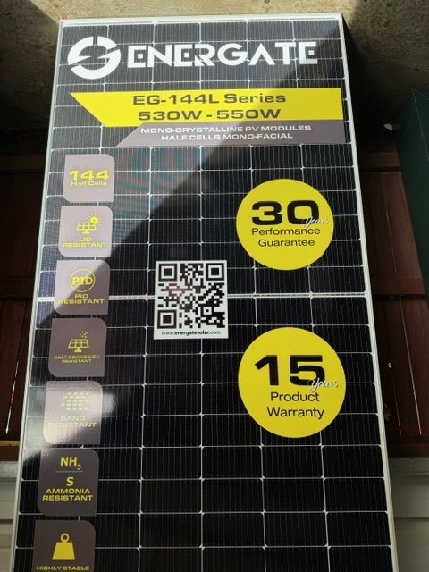 Energate 550W Monocrystalline Solar Panel, EG-144L