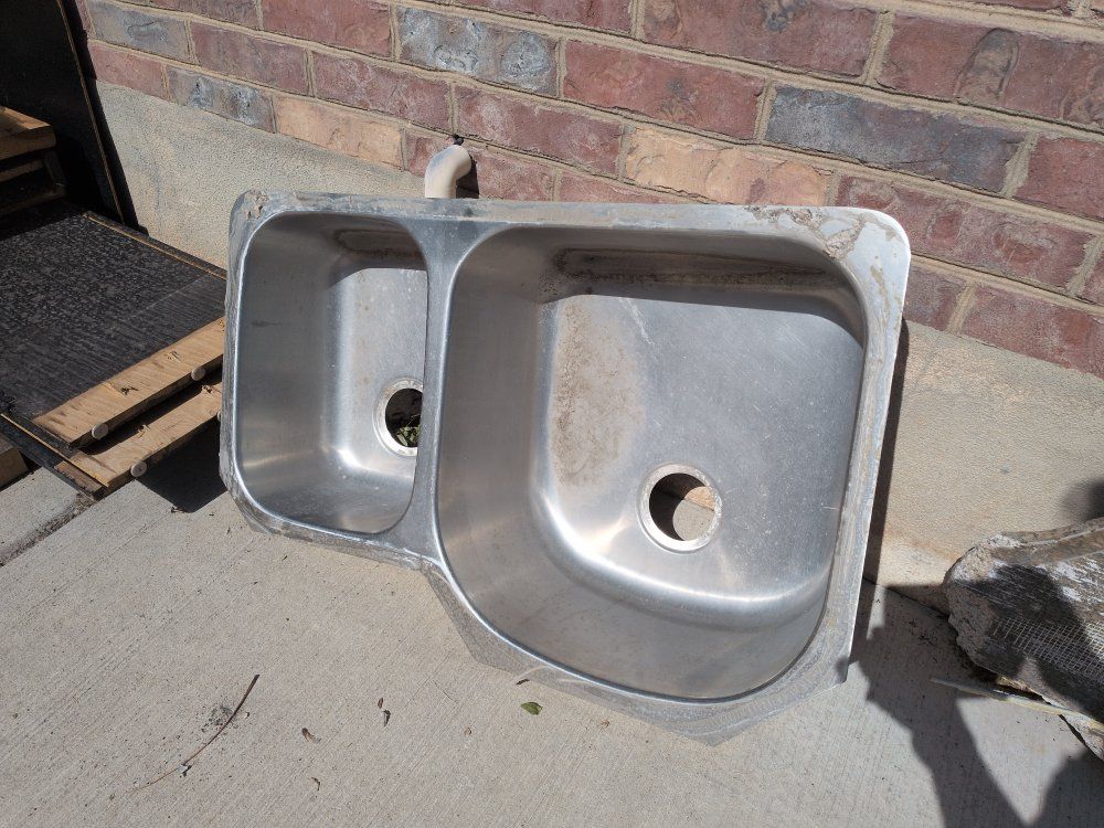 Used Stainless Steel Double Basin Kitchen Sink - Durable & Functional
