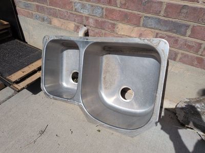 Used Stainless Steel Double Basin Kitchen Sink - Durable & Functional