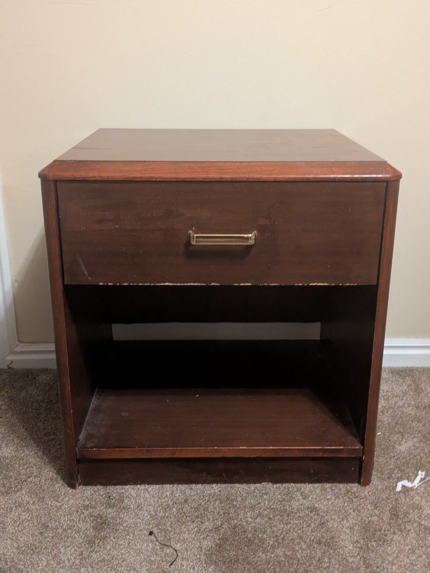 Reddish Brown Wood Side Table / Nightstand