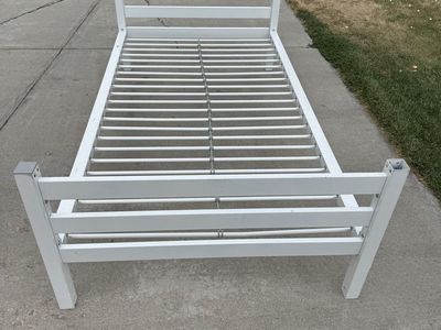 White Metal Twin Bed Frame