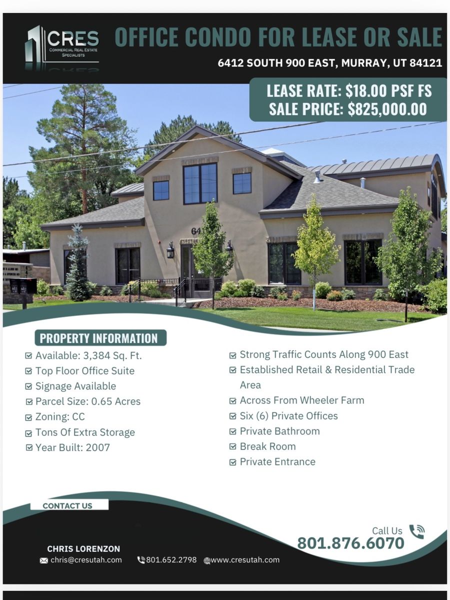 PRICE REDUCTION!! OFFICE SPACE FOR LEASE OR FOR SALE