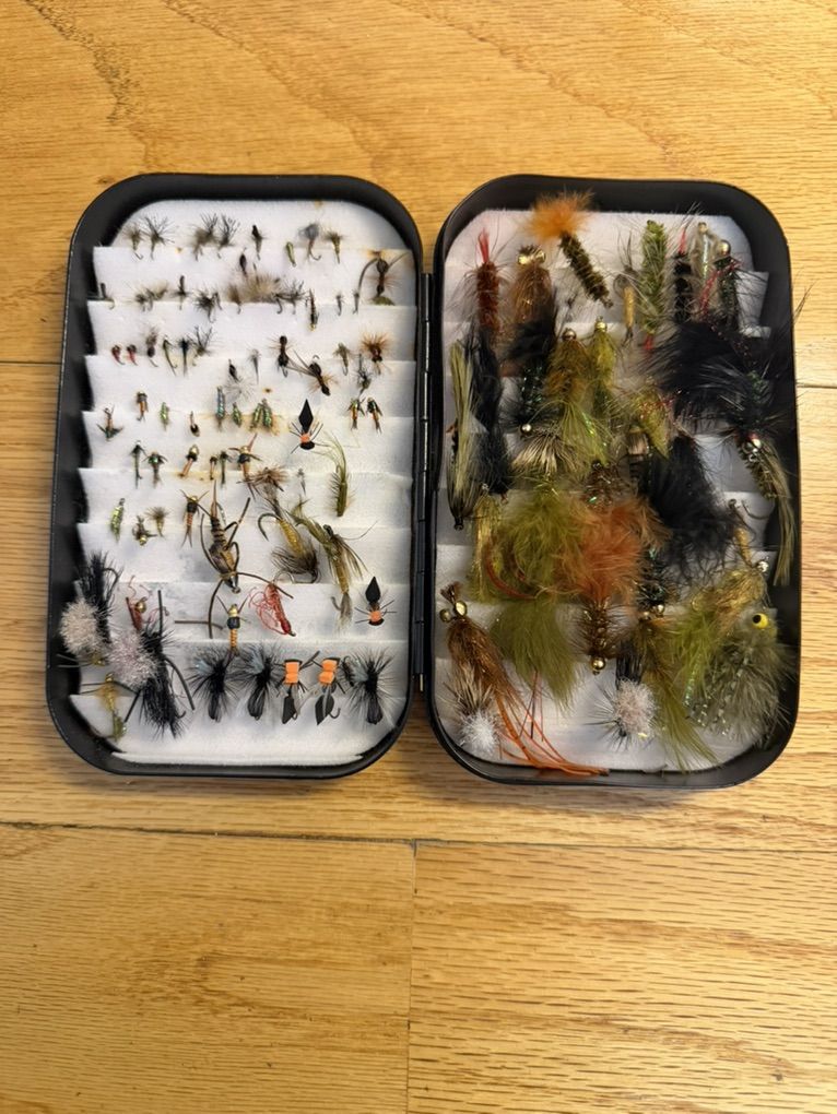 Box Of 80+ fly Fishing Nymphs And Small Flies