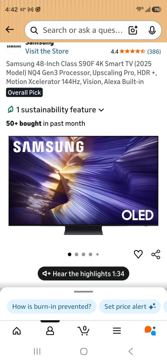 Samsung  48 inch OLED S90F 4K UHD Smart T