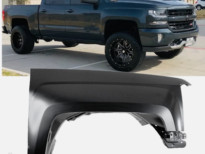 New - 2014 - 2018 Chevrolet Silverado Front Right Steel Fender, Direct Fit.