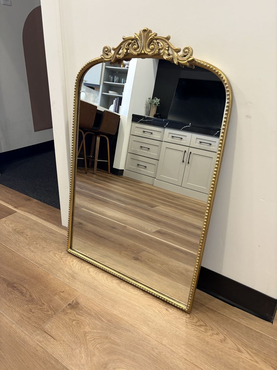 Birch Lane Emmeline Metal Arch Mirror - Gold, 36" x 24" - Ornate Accent Mirror