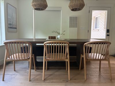 Set of 3 Becki Owens Windsor Wooden Spindle Back Dining Chairs - Natural Oak Finish