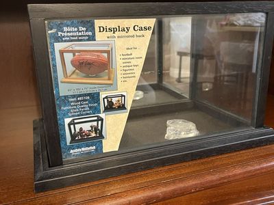 Archie M. Woodcraft Display Case with Mirrored Back - 6.5" x 10" x 7.875" - Football, Toys