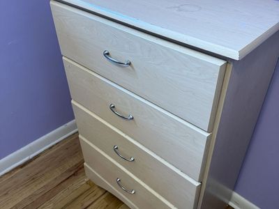 Light Wood Finish 4-Drawer Dresser with Silver Handles