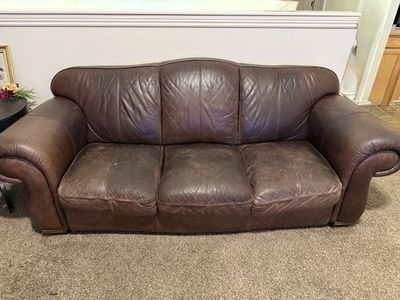 Leather couch, chair and ottoman