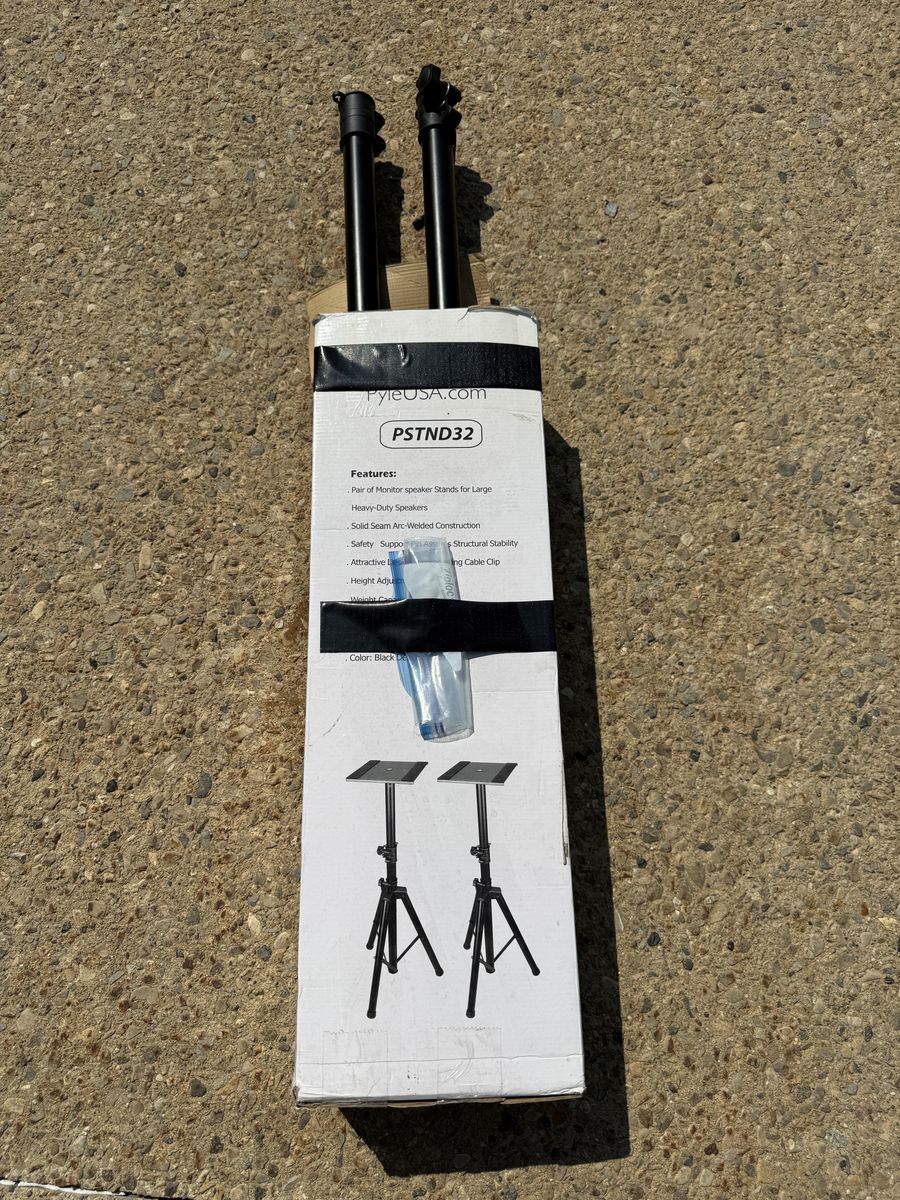 Pyle_Adjustable Speaker Stands Pair, 90 lbs Capacity, Telescoping Metal Base