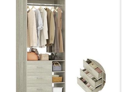 Closet system with 3 drawers