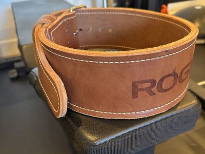 Rogue Fitness 4" Leather Weightlifting Belt - Medium/Large, 10mm Thick, Single Prong Buckle