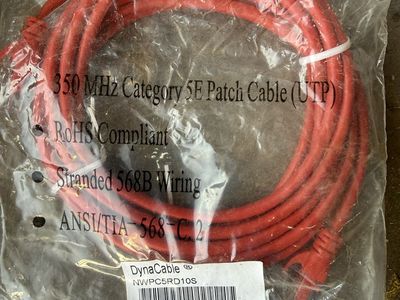 10 SNAG-LESS CAT5E PATCH CORD RED, 10FT
