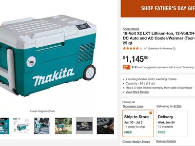 Makita 18V X2 LXT Lithium-Ion 12V/24V DC Cordless Cooler & Warmer Box (Tool Only), 21 qt.