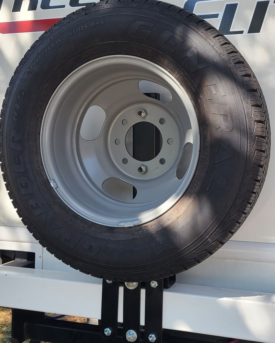 Spare Tire Carrier Bumper Mount Holder - Motorhome - RV (Fits 4" square bumper)