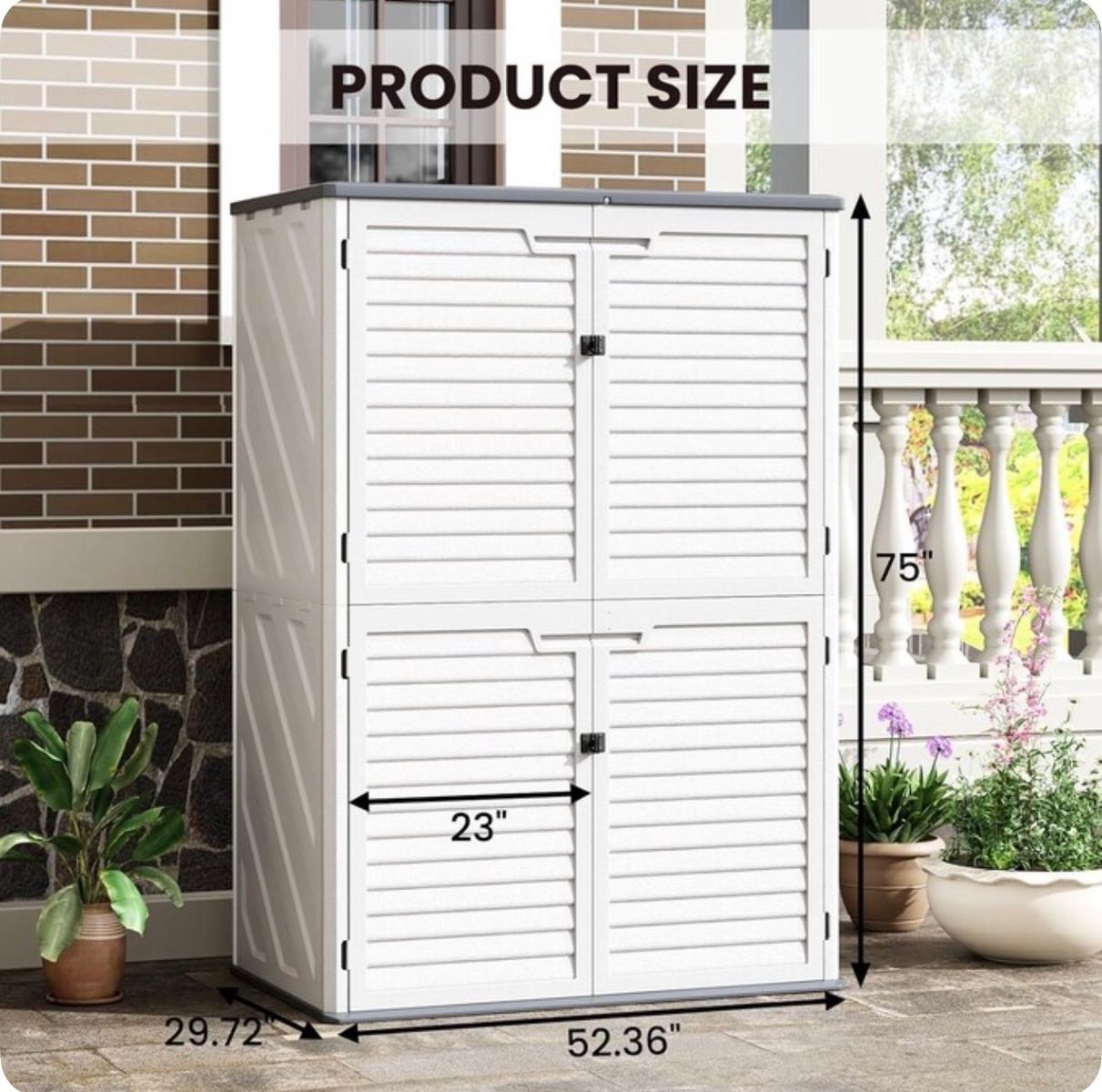 Brand new Outdoor Resin Storage Cabinet Shed - White/Grey (52.36" x 29.72" x 75")