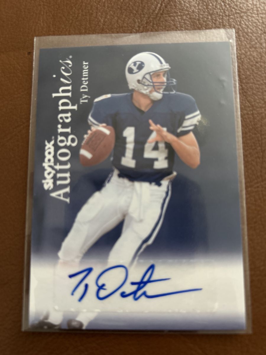 2012 Skybox Autographics Ty Detmer BYU Cougars Football Signed Card Rookie Auto
