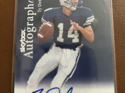 2012 Skybox Autographics Ty Detmer BYU Cougars Football Signed Card Rookie Auto
