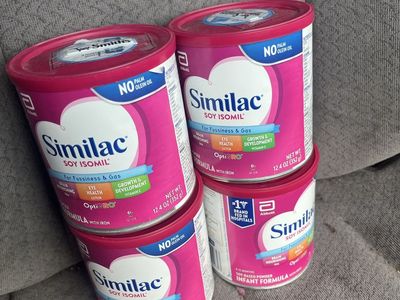 Similac Soy Isomil Infant Formula with Iron - 4 Cans, 12.4 oz Each, for Fussiness & Gas $20 Each