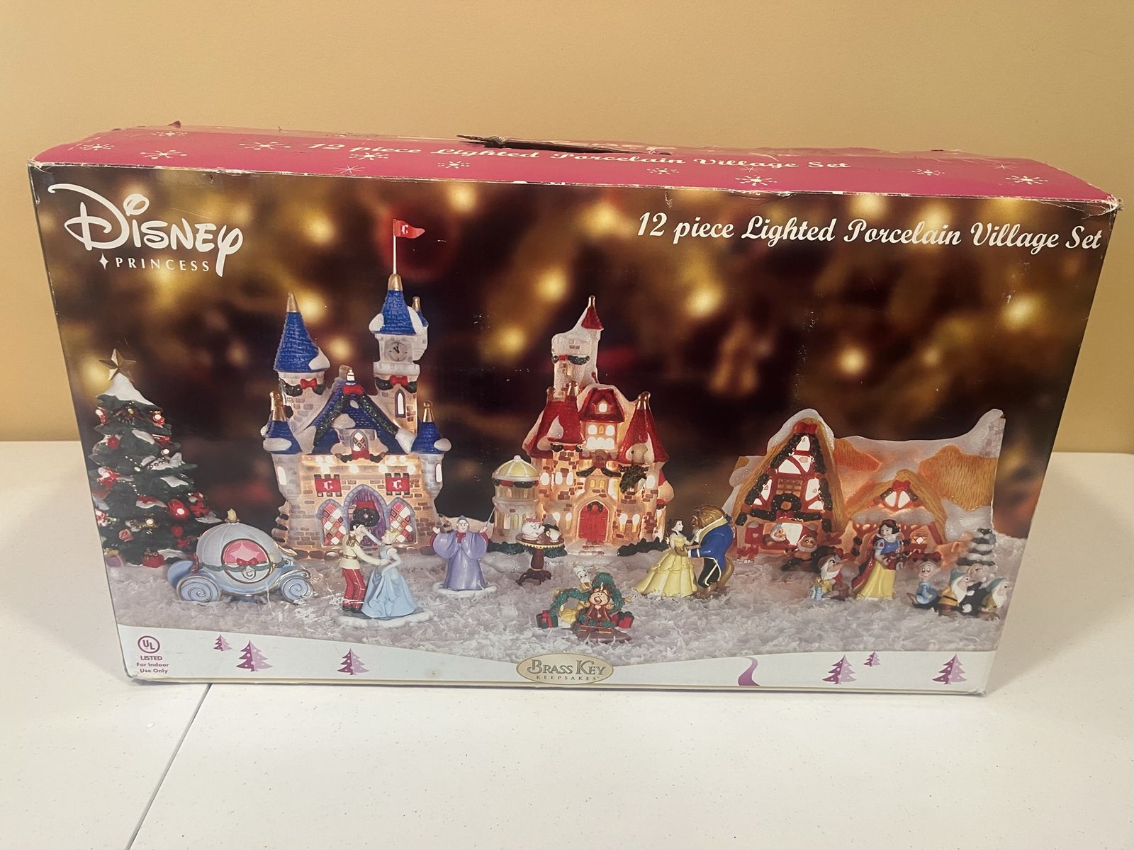 Disney Princess Lighted Porcelain Christmas Village Set (12-Piece) - Brass Key