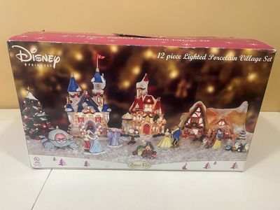Disney Princess Lighted Porcelain Christmas Village Set (12-Piece) - Brass Key