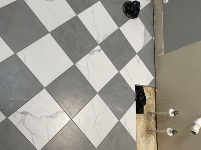 Edward Martin Leona 12x12 Checkerboard Matte Porcelain Tile - Calacatta & Aman Grey, 30.08 sq ft