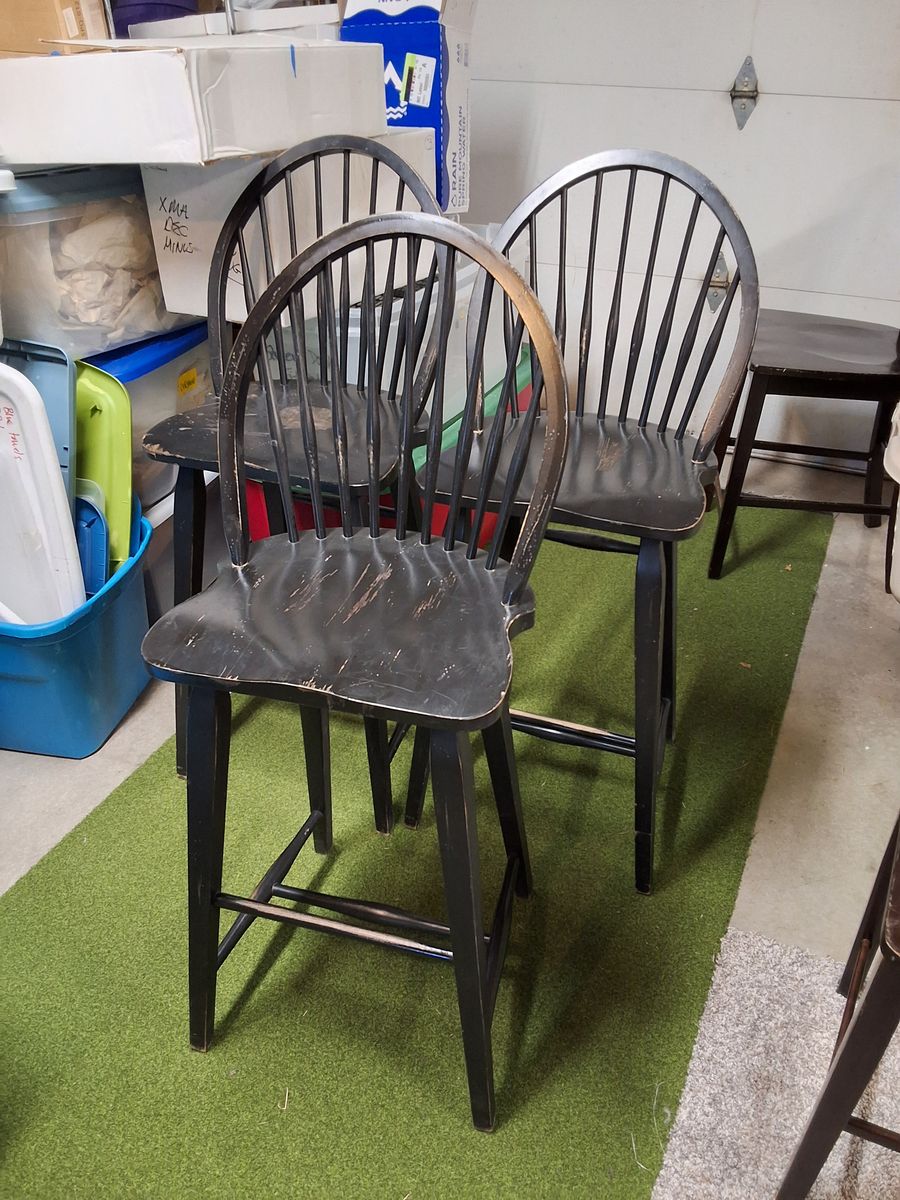 Chairs. 3 bar stool height .4 dinner table chairs